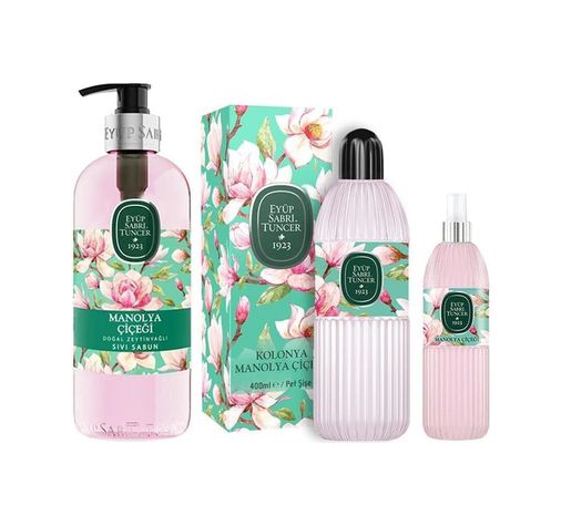 Diğer 128848243 Manolya Çiçeği Sıvı Sabun Ve Kolonya Seti, 400 Ml + 150 Ml + 500 Ml