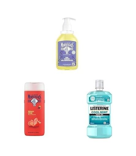 Diğer 128848565 Le Petit Marseillais El Yıkama Jeli Saf Sabun & Lavanta 300 Ml + Duş Jeli Organik Akdeniz Çileği Le Petit Marseillais 400 Ml + Mint Ağız Bakım Ürünü Hafif Tat, 500 Ml