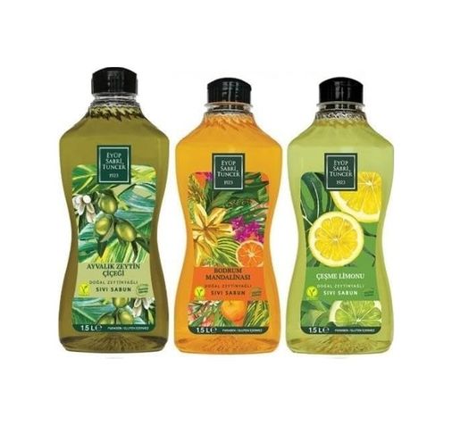 Diğer 128848712 Doğal Zeytinyağlı Sıvı Sabun Bodrum Mandalinası, Ayvalık Zeytin Çiçeği Ve Çeşme Limonu 1500 Ml