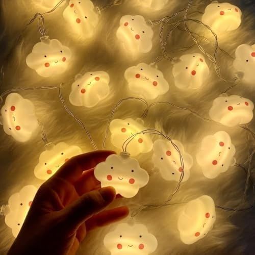 Diğer 128850678 Bulut Şeklinde 10 Lu Led Işık Zinciri 2 Metre Dekoratif Aydınlatma, Pil İle Çalışan Sevimli Bulut Led Süsleme Işıkları, Mz-314, Beyaz