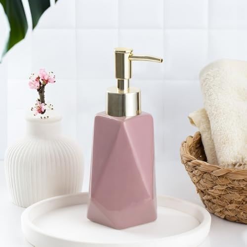 Diğer 128853596 3203 Seramik Sıvı Sabunluk - Tezgah Üstü Banyo Mutfak Lavabo Sabunluğu - 250 Cc Pudra