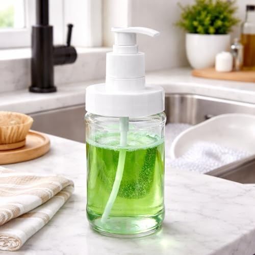 Diğer 128854606 Cam Sıvı Sabunluk & Deterjanlık Kilitli Pompalı Sıvı Sabun Haznesi Banyo Sabunluğu Mutfak Deterjanlığı Deterjan Kutusu 320 Ml 1