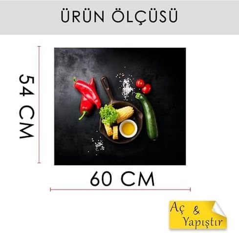 Diğer 128856699 Mutfak Ocağı Arkası Hangisini Pişirelim Duvar Yapışkanlı Folyo - 60X54 Cm