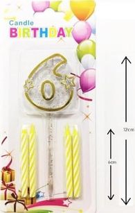 Diğer 128857461 Mika Şeffaf 6 Rakam Mum Set