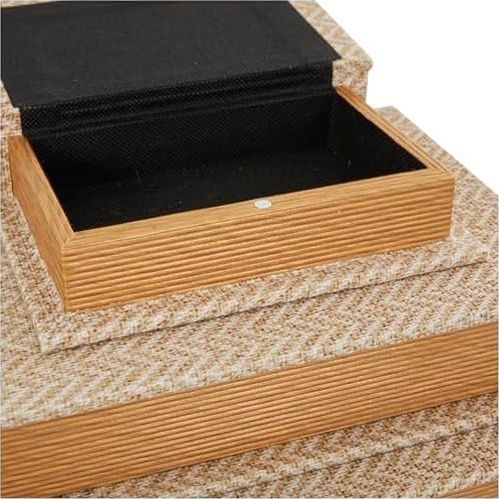 Diğer 128857534 Deco 79 Kumaş Dekoratif Kutu Chevron Desenli Sahte Kitap Saklama Kitabı Şekilli Kutular Krem Vurgulu, 4'lü Dekoratif Hatıra Kutusu Seti 38,1 Cm, 30,4 Cm, 9 Cm, 15,2 Cm Y, Bej