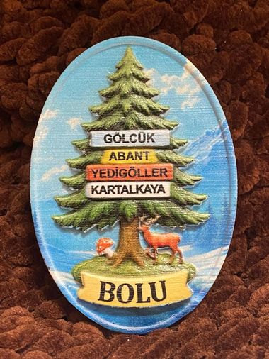 Diğer 128858345 Bolu Temalı Oval Magnet, Gölcük Abant Yedigöller Kartalkaya, Hediyelik Buzdolabı Magneti