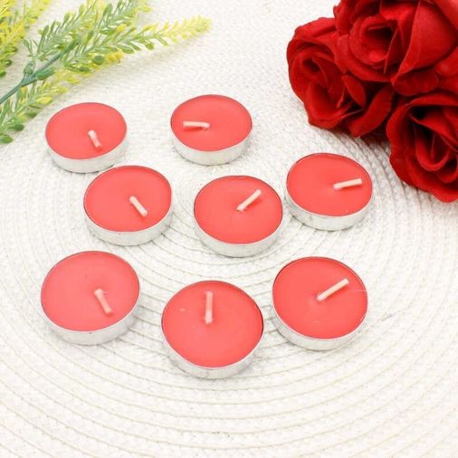 Diğer 128858696 - Tealight Kırmızı Yuvarlak Mum 5 Adet