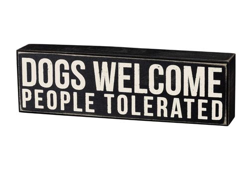 Diğer 128858838 Primitives By Kathy 19133 Kelime Kutusu İşareti, 10X3, Dogs Welcome, Siyah 0 X 5 Cm
