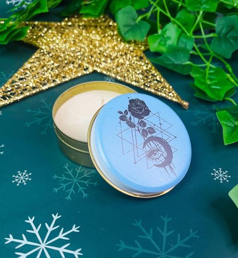 Diğer 128859297 Tarot Gül Tasarımlı Kokulu Teneke Mum Beyaz