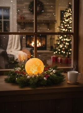 Diğer 128859685 Christmas Serisi Kartopu Mumluk - Dekoratif Aydınlatma - Ev Dekorasyon - Dekoratif Beyaz Mumluk Beyaz