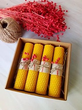 Diğer 128859907 4 Adet 14Cm X 3Cm Doğal Petek Mum Hediyelik Bal Mumu Mum Besswax Arı Mumu