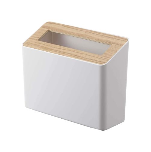 Diğer 128860875 5231 Rın Masa Üstü Çöp Kovası, Beyaz, Abs Reçine/ahşap, Minimalist, 22 X 9 X 15,5 Cm