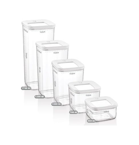 Diğer 128861681 Kare Şeffaf Saklama Kabı, 5'li Set