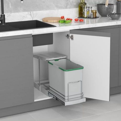 Diğer 128861870 Tls. Raylı Plastik Gövde Çöp Kovası 24 Lt.-Gri Çok Renkli Tek Ebat Zsx S-2571-G