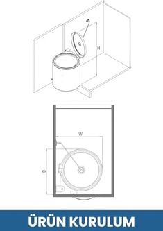 Diğer 128861901 Banyo, Mutfak Dolap İçi 11 Litre Metal Çöp Kovası Krom, Tüm Dolaplara Uyumlu Tezgah Altı Çöp Kovası