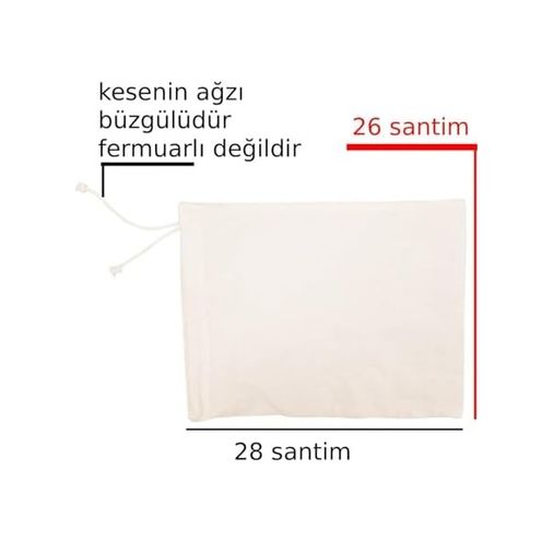 Diğer 128863185 Bakliyat Ham Bez Saklama Kesesi Büzgülü Ürün Yüzde Yüz Pamuk Kotondur 28X26 Santim Hacim 1,70 Kg