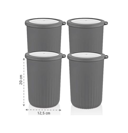 Diğer 128863373 Vakumlu Saklama Kabı Silindir, Gri 2, 10 Ltx4'lü