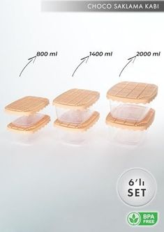 Diğer 128863495 Kapaklı Çikolata Desenli 6' Lı Set Erzak Saklama Kapları Sütlü Kahve