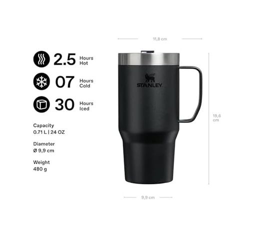 Diğer 128864521 1913 Suburban Seyahat Kupası 0,7 L - 2,5 Saat - 7 Saat Soğuk - 30 Saat Buzlu - Bpa İçermez - Bulaşık Makinesinde Yıkanabilir - Paslanmaz Çelik - Siyah 2,0