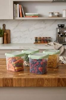 Diğer 128864952 Smatware 4'lü Set Loxo Sızdırmaz Saklama Kabı 1500 Ml Yeşil