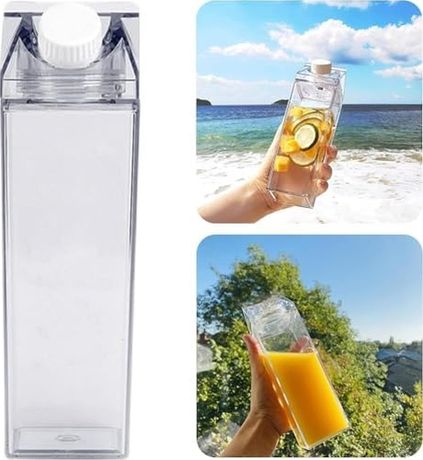 Diğer 128865529 Süt Kutu Tasarımlı Su Kahve Içecek Şişesi Cam Değildir Kahve Ve Sunum Bardağı Ve Matarası 500-600Ml