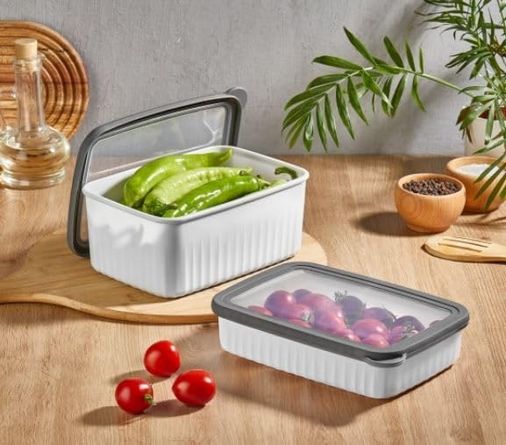 Diğer 128865692 Vakumlu Saklama Kabı Dikdörtgen Derin Küçük 1X2, 7 Lt Sığ 2X1, 5 L Beyaz