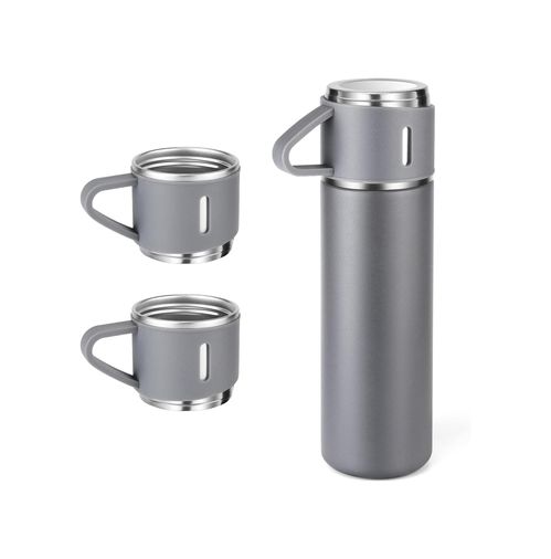 Diğer 128868787 500 Ml Paslanmaz Çelik Termos Çift Katmanlı Vakum Yalıtımlı Bardaklı Termos Şişe 12 Saat & 12 Saat Soğuk Tutma Bpa İçermez Seyahat, Ofis Ve Kamp İçin Gri