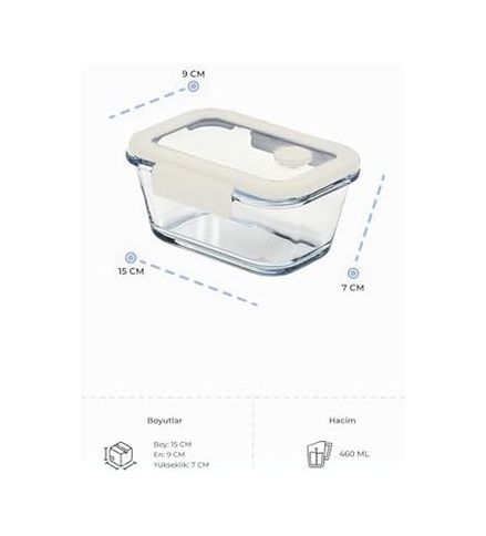 Diğer 128869750 Fika Glace Vakumlu Cam Saklama Kabı 460 Ml Bej