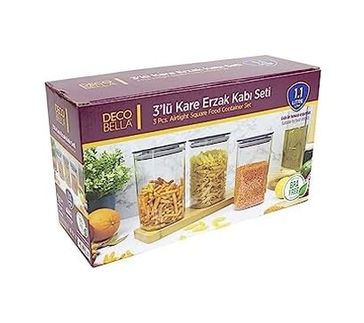 Diğer 128870260 Omak 3 'lü 1.1 Lt. Kare Erzak Kabı Seti