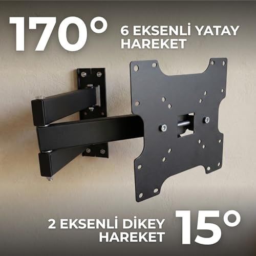 Diğer 128872026 Hareketli Tv Askı Aparatı, 22-49 İnç Uyumlu, 170 Yatay Hareket, 3 Kollu Duvar Askısı, 80 Kg Taşıma Kapasitesi, Vesa 200X200, 200X100,100X100, 75X75