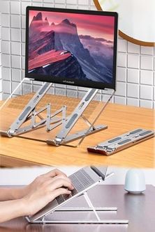 Diğer 128872171 Chermik Dizüstü Laptop Yükseltici Alüminyum Stand, Tek Beden, Chrmk12967, Gümüş, Erkek