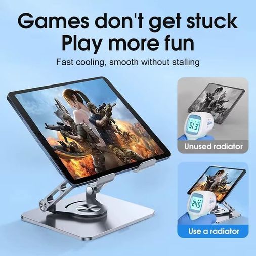 Diğer 128873813 360 Derece Dönebilir Laptop Ve Tablet Standı Paslanmaz Çelik, Ayarlanabilir Yükseklik, Katlanabilir Masaüstü Bilgisayar Standı, İpad Ve Macbook Uyumlu Ergonomik Raf-Dizüstü Pc Tablet Standı