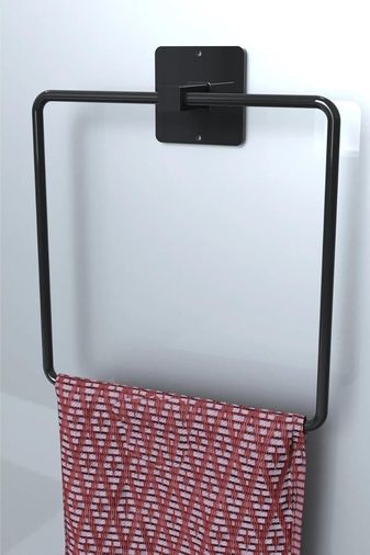 Diğer 128873929 Kare Yapışkanlı Siyah Kare Havluluk Banyo Havlu Kare Pratik Askılık
