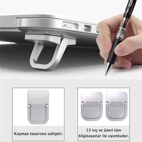 Diğer 128874162 2 Adet Yapışkanlı Katlanılabilir Laptop Standı Portatif Bilgisayar Laptop Stand Ayagi Siyah