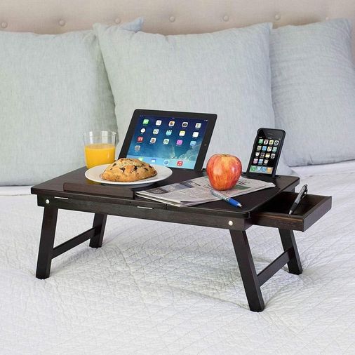 Diğer 128875314 Eğim Ayarlı Ahşap Portatif Tablet Laptop Sehpası Keyif Masası