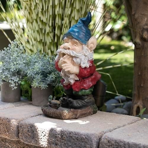 Diğer 128875663 Corporation 15" Uzun Açık Bahçe Gnome Gülen Yard Heykeli Dekorasyon, Çok Renkli