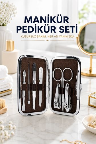Diğer 129433039 Mey İthalat Tırnak Temizliği, Tırnak Batığı Ve Düzenli Bakım İçin 7 Parça Çelik Set