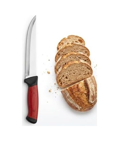 Diğer 131572849 Ekmek Bıçağı, Paslanmaz Çelik, Kırmızı-Siyah Ergonomik Sap, 25 Cm, Mutfak Kullanımı İçin