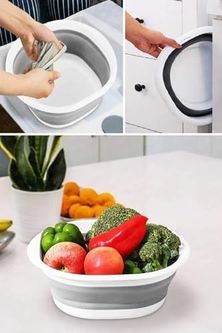 Diğer 131573318 Akordiyonlu Katlanabilir Badya Leğen 5 Litre - Katlanabilir Yer Kaplamayan Badya Ve Leğen 699 Açık Gri
