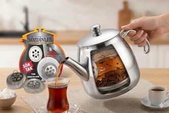 Diğer 131573347 Çaydanlık İçi Süzgeç, Paslanmaz Çelik Demlik Çay Süzgeci Her Demliğe Uyumlu Sök-Tak Uzun Ömürlü Çay Filtresi 3, Gri Açık Gri