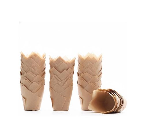 Diğer 131573375 20 Adet Kraft Kağıt Muffin Kalıbı Lale Formlu Cupcake Fırın Kağıdı, Tek Kullanımlık Kek Kalıbı, Isıya Dayanıklı Doğal Kraft Muffin Cupcake Pişirme Kağıdı 60