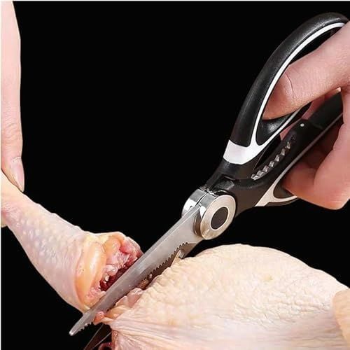 Diğer 131573403 Çok Amaçlı Mutfak Makası, Paslanmaz Çelik Dayanıklı Yapı, Ultra Keskin Bıçaklar, Balık Pulu Temizleyici, Gazoz Kapağı Açıcı, Pizza Börek Tavuk Sebze Meyve Kesici Mutfak Makası Açık Gri