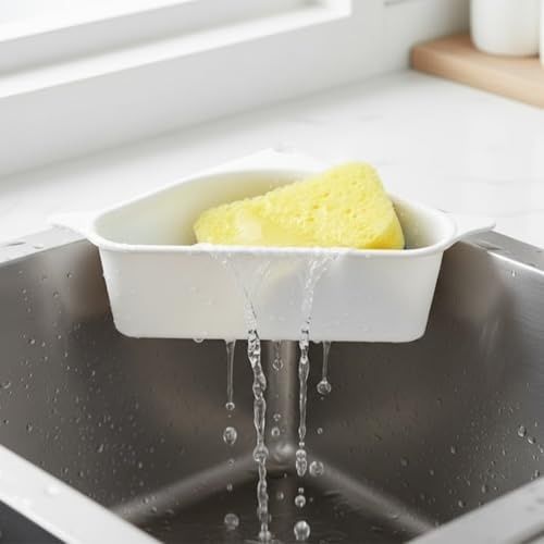 Diğer 131574396 Mutfak Evye Kenarı Asılabilir Süzgeç Drenajlı, Delikli, Çok Amaçlı Beyaz Evye Organizeri 28 Cm Açık Gri