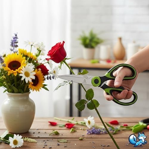 Diğer 131574441 Yeşil Ağır Hizmet Tipi Mutfak Makası, Çok Amaçlı Keskin Paslanmaz Çelik Makas, Tavuk, Balık, Et, Sebzeler, Otlar, Barbekü, Çiçekler, Kuruyemişler İçin Mutfak Makası Açık Gri