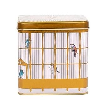 Diğer 131600871 Evle-Er205-T7 Bird Cage Desenli Kare Metal Saklama Kabı 9X9 Cm Bird Cage