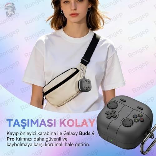 Diğer 131738822 Galaxy Buds 4 Pro/buds 4 İçin Kılıf Darbe Emici Köşe Korumalı Galaxy Buds4 Kulaklık Kılıfı Yumuşak Dokulu Oyun Konsolu Görünümlü Buds 4 Pro Kılıf Koyu Gri