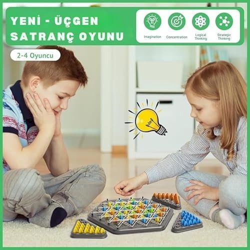 Diğer 131746570 Üçgen Zincir Satranç Oyunu Eğitici Zeka Ve Strateji Oyunu Ebeveyn-Çocuk Etkileşimli Masa Oyunu, 2-4 Oyuncu