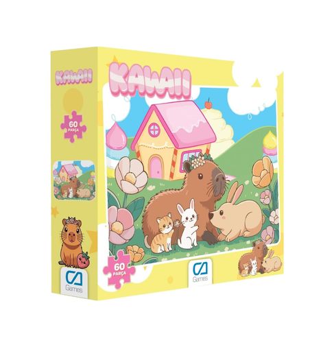 Diğer 131748064 Kawaii Capybara Ve Sevimli Dostları Desenli 60 Parça 34X24Cm Çocuk Puzzle Yapboz Serisi