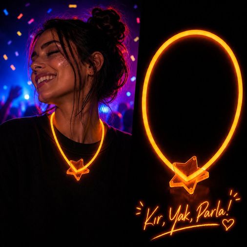 Diğer 131839957 Fosforlu Yıldız Parti Kolyesi Neon Işıklı Kolye Turuncu Renk - Huvj-886036 Standart