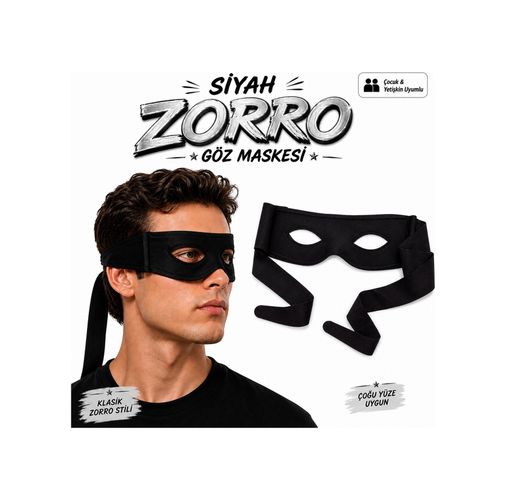 Diğer 131840376 Siyah Zorro Göz Maskesi Bağlamalı Parti Ve Kostüm Aksesuarı - Huvj-884234 Standart